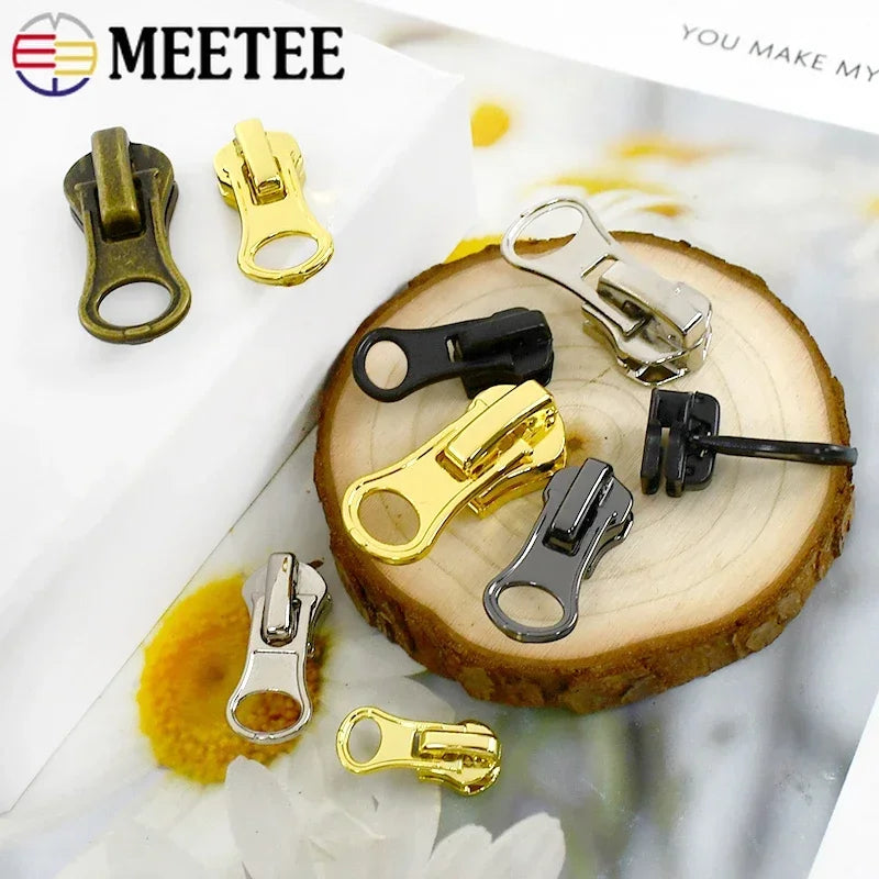 30/1000Pcs Meetee 3#5#8# Zipper Slider for Metal Zippers Bag Jacket Zip Puller DIY Clothes Zips Head Repair Kit Sewing Accessories