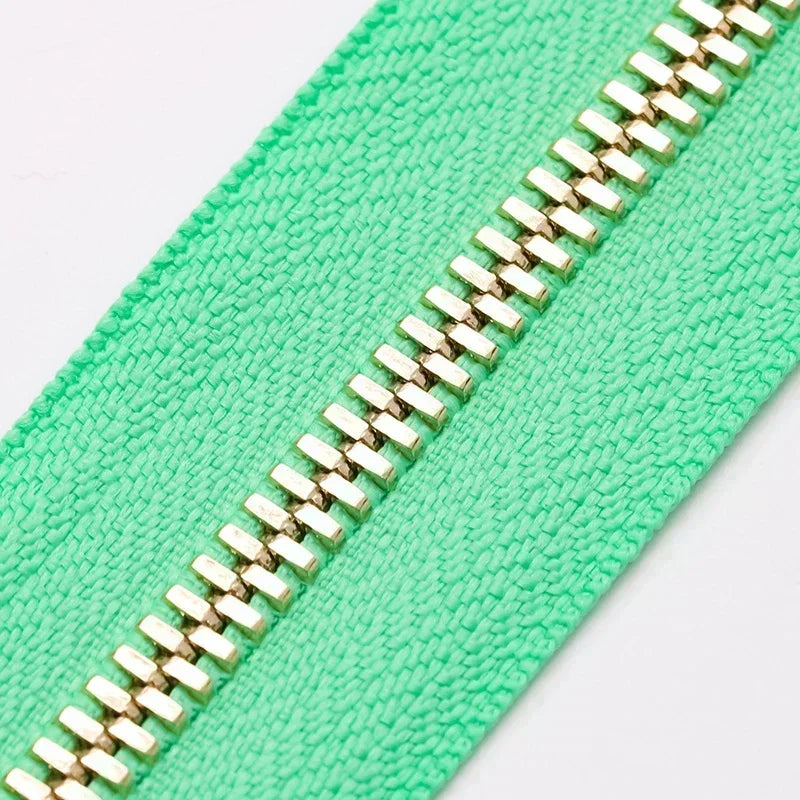 2/50Yards 5# Colorful Metal Zipper Gold/Sliver Teeth Double Pull Open-end Zips Tape Bag Garment Zip Repair Kit Sewing Accessory