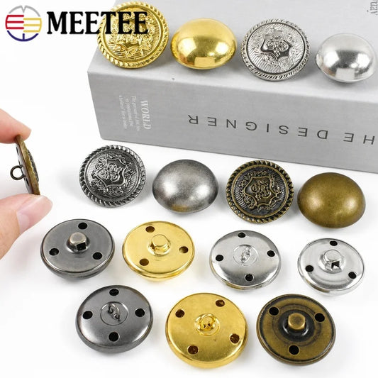 30/1200Pcs 15-25mm Vintage Mushroom Shank Button Metal Round Decor Buckle Jackets Fastener Clothes Sewing Replace Buttons Accessories