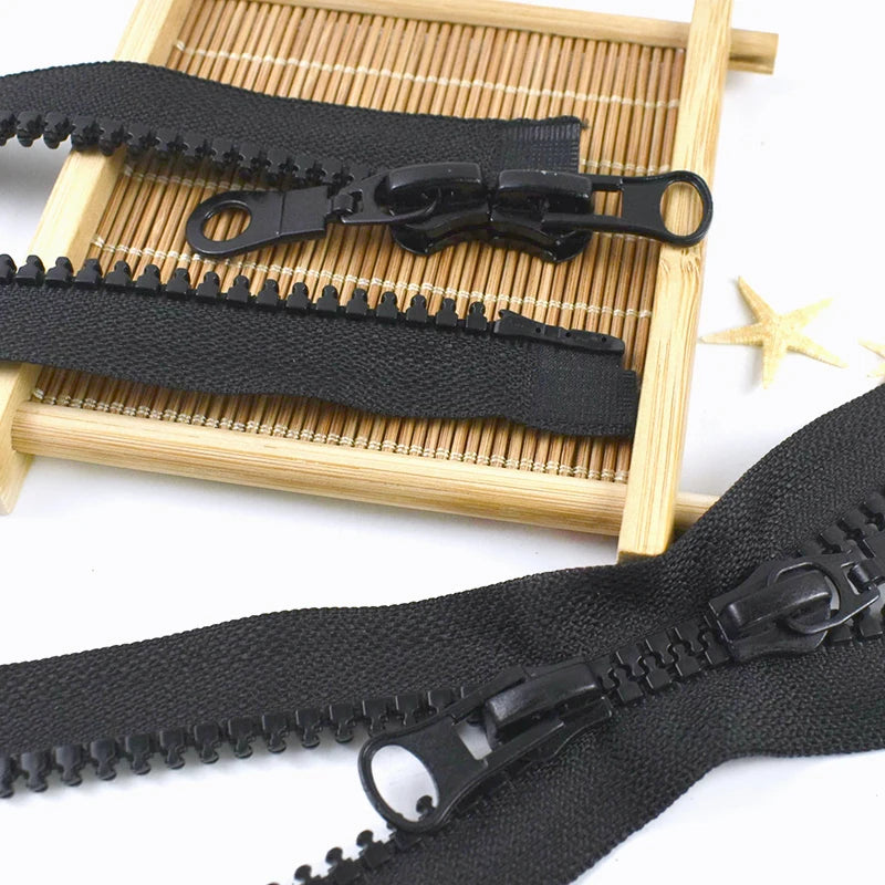 3/100Pcs 8# Resin Zipper 70/80/100/120/150/200cm Double Slider Two Way Black Plastic Zippers Tape Clothes Sewing Zip Repair Kits