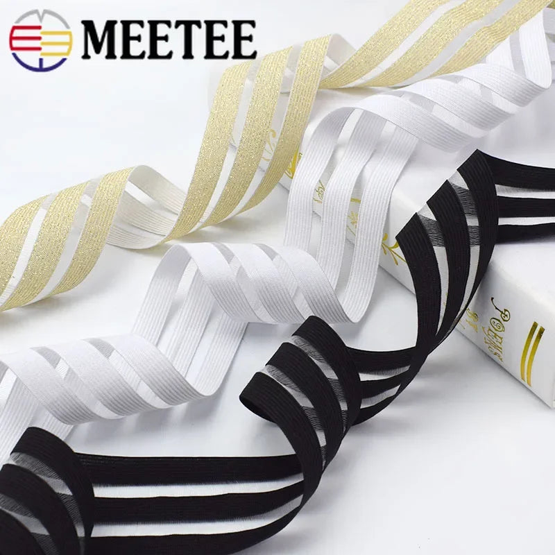 8/200Meter 5cm/9cm Gold Silver Glitter Transparent Elastic Band Webbing DIY Pants Waist Belt Rubber Bands Sewing Accessories