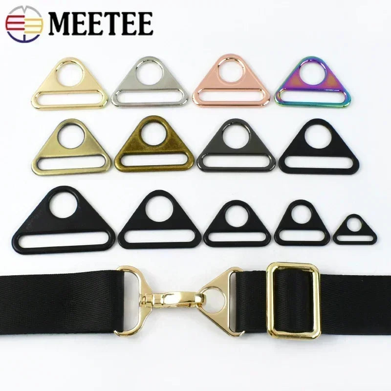 25/600Pcs 20-50mm Metal Buckles Triangle Adjust Belt Buckle Bag Strap Webbing Carabiner Clasp Bikini Metalic Ring Hardware Accessory