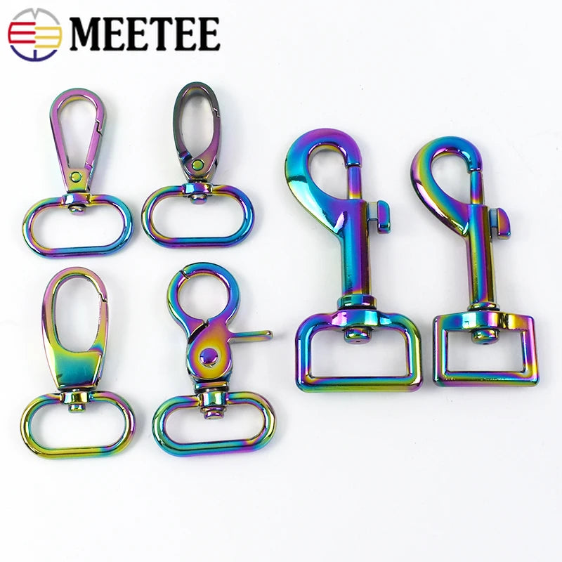 8/250Pcs Rainbow Metal Buckle Lobster Swivel Clasp Snap Hook for Bags Strap Carabiner Clips Keychain DIY Hardware Accessories