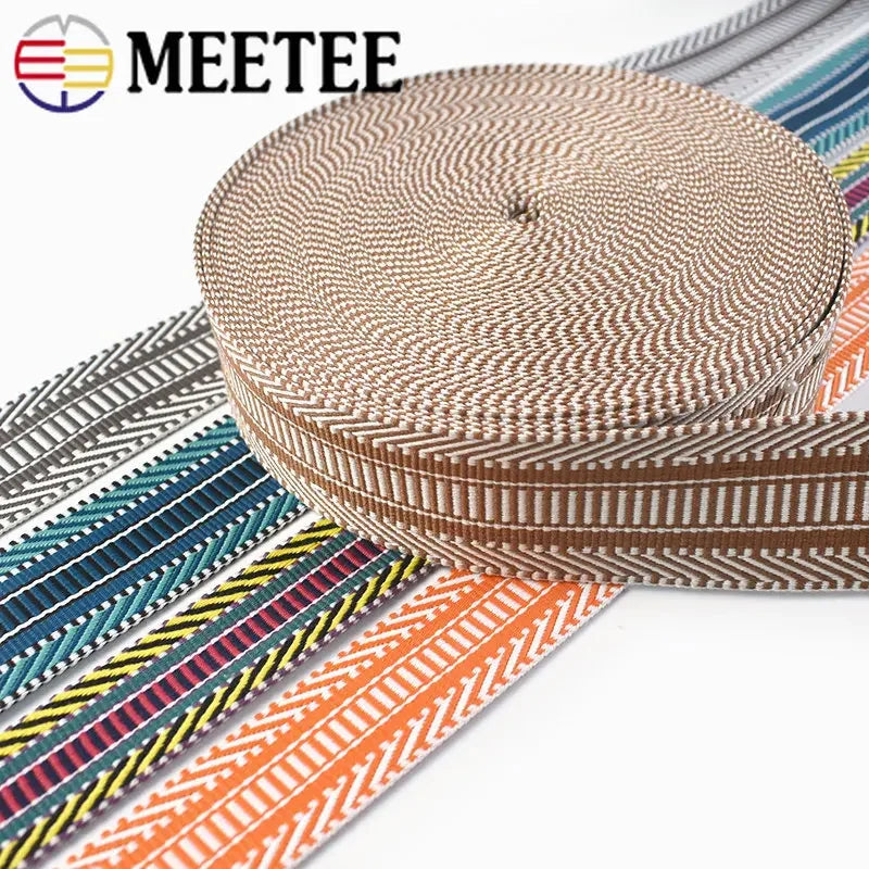 5/100Meters 38mm Polyester Cotton Jacquard Webbing Tapes 2mm Thick Bag Strap Belt Lace Ribbons DIY Garment Textile Sewing Decoration