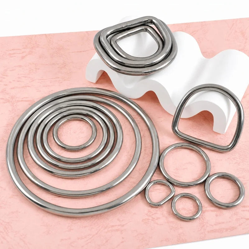 20/500Pcs 304 Stainless Steel Buckle 15-100mm Bag Strap O D Ring Hook Keychain Connector Loop Buckles Pet Collar Hardware Supply