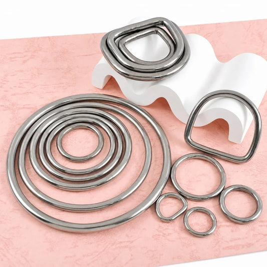 20/500Pcs 304 Stainless Steel Buckle 15-100mm Bag Strap O D Ring Hook Keychain Connector Loop Buckles Pet Collar Hardware Supply