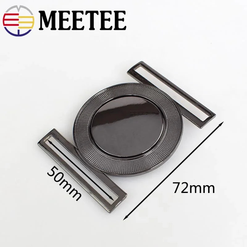 3/100Pcs Meetee 50mm Metal Alloy Belt Buckle Decor Buckles for Women's Coat Down Jacket DIY Clothing Hasp Bags Buttons Accessories