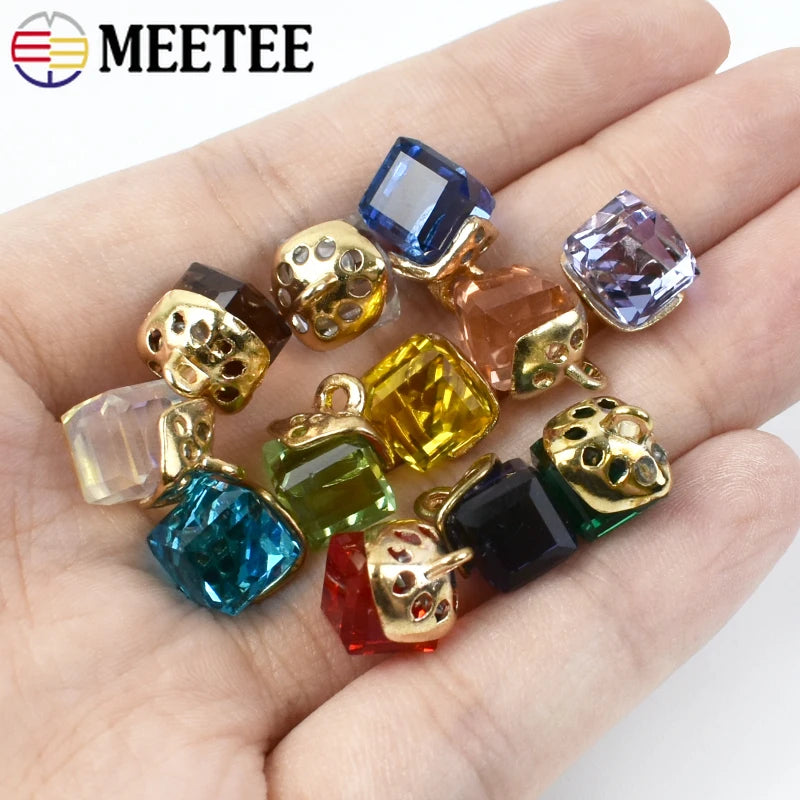 30/500pcs Meetee Colors Rhinestone Crystal Buttons Shirt Hair Accessory Jewelry Pendant Buckles DIY Clothing Sewing Accessories
