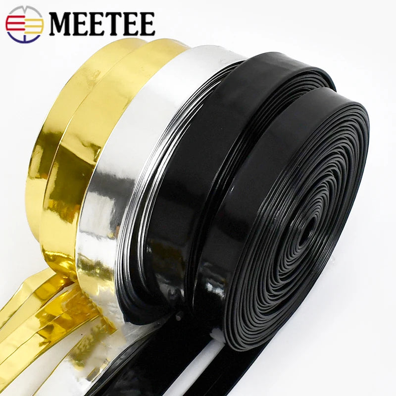 15/400Meters 5-20mm Mirror PU Ribbons Headdress Leather Cord Rope Bias Binding Tape DIY Jewelry Trim Clothes Edge Accessories