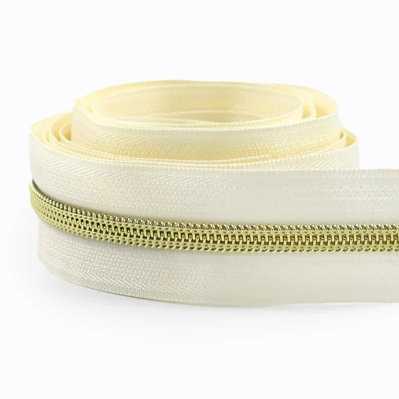 8/300M 5# Nylon Zippers Tapes Gold Silver Teeth Zipper for Sewing Bag Zips Purse Garment Zip Repair Kit DIY Accessories