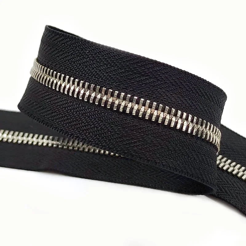 Meetee 2/60Meters 5# Metal Zippers Double Pull Zips Garment Luggage Zipper Repair Kit Clothing Sewing Accessories No Slider
