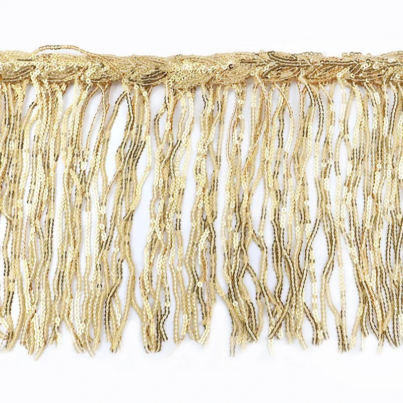 5/100Yards 20cm Sequin Tassels Fringe Glitter Dress Lace Trim Garment Ribbon Curtain Fabric Decorative DIY Sewing Accessories