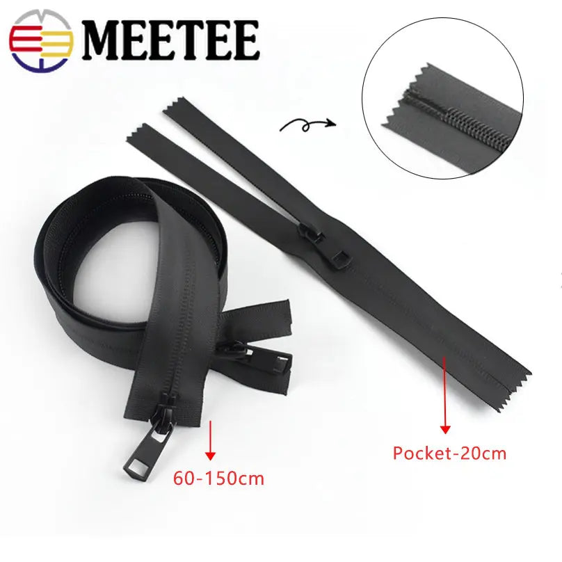8/300Pcs 20-150cm 5# Waterproof Nylon Zipper Double Slider Open-End Invisible Zip DIY Outdoor Bag Jacket Clothes Sewing Accessories