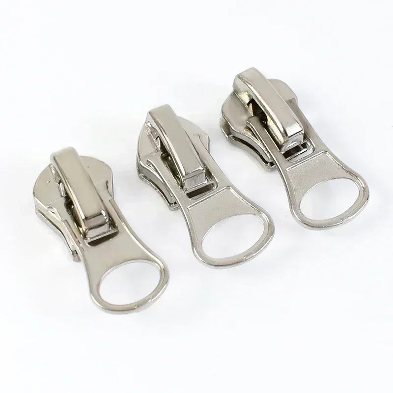 50Pcs 3# 5# 8# Meetee Silver Nylon Zipper Sliders Backpack Jacket Zips Heads Pocket Closure Replacement Broken Zippers Puller