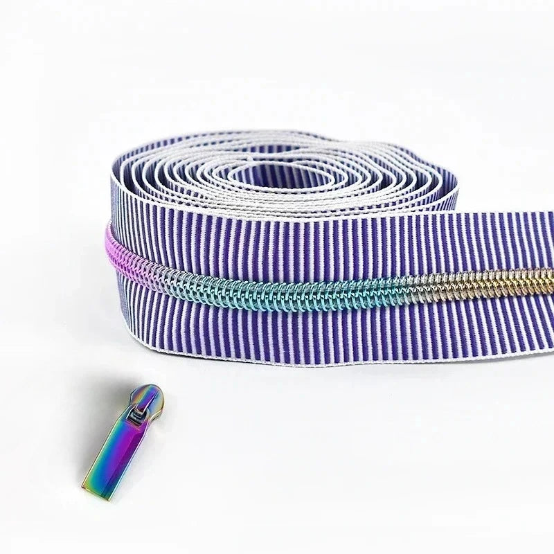 5/20Meters Meetee 5# Striped Nylon Zippers Tape for Sewing Bag Continuous Roll Coil Zip By the Meter DIY Garment Accessories