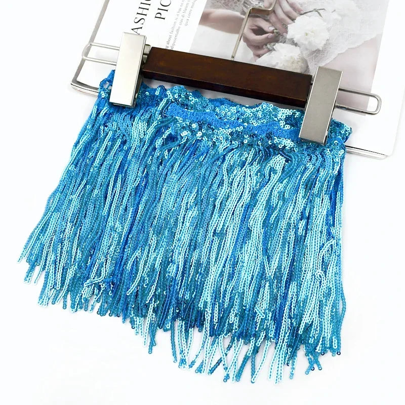 3/100Yards 17cm Metee Fringe Tassel Lace Ribbon Sequin Trims Colored For Dress Clothes Decorative Crafts Clothing Accessories