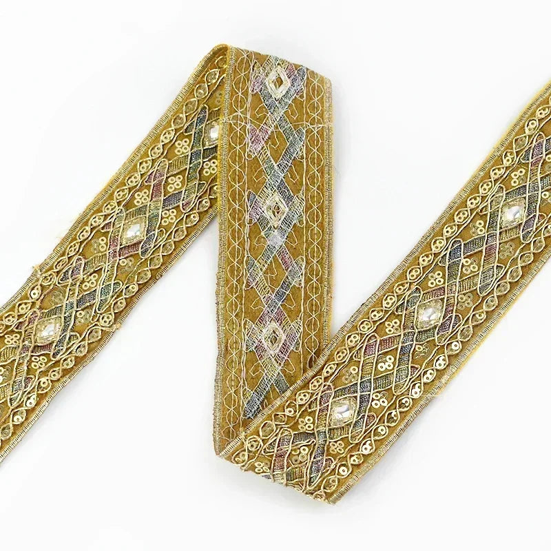 8/200Yards 43mm Embroidery Lace Trim Ethnic Decoration Ribbon Garments Bags Shoes Dress Webbing Tapes DIY Sewing Accessories