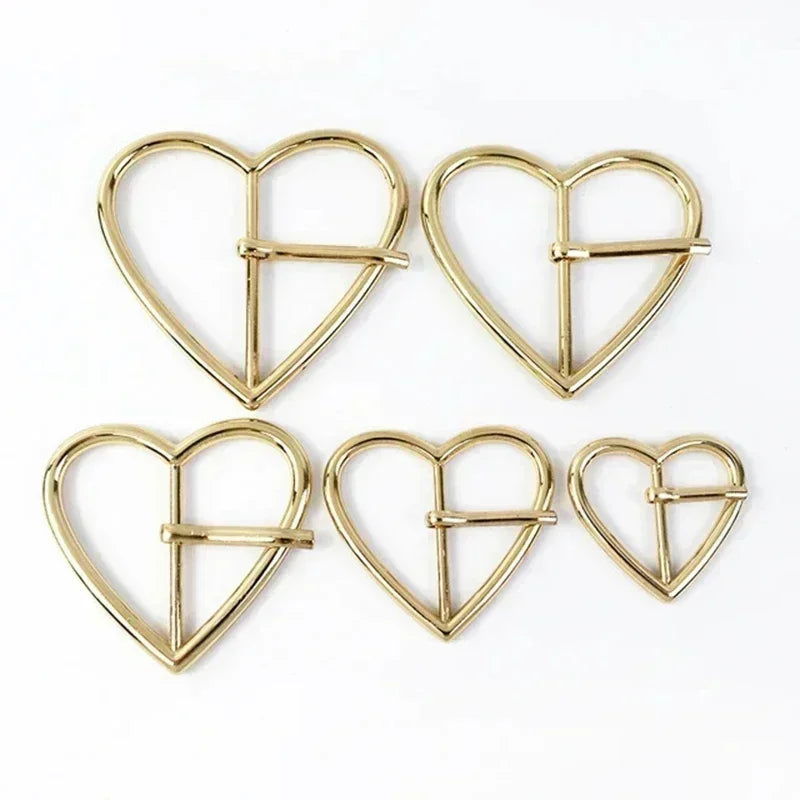 25/600Pcs 20-40mm Metal Buckles Clasp Heart Shape Adjust Roller Pin Buckle for Shoes Webbing Strap Bag Hanger Rings Accessories