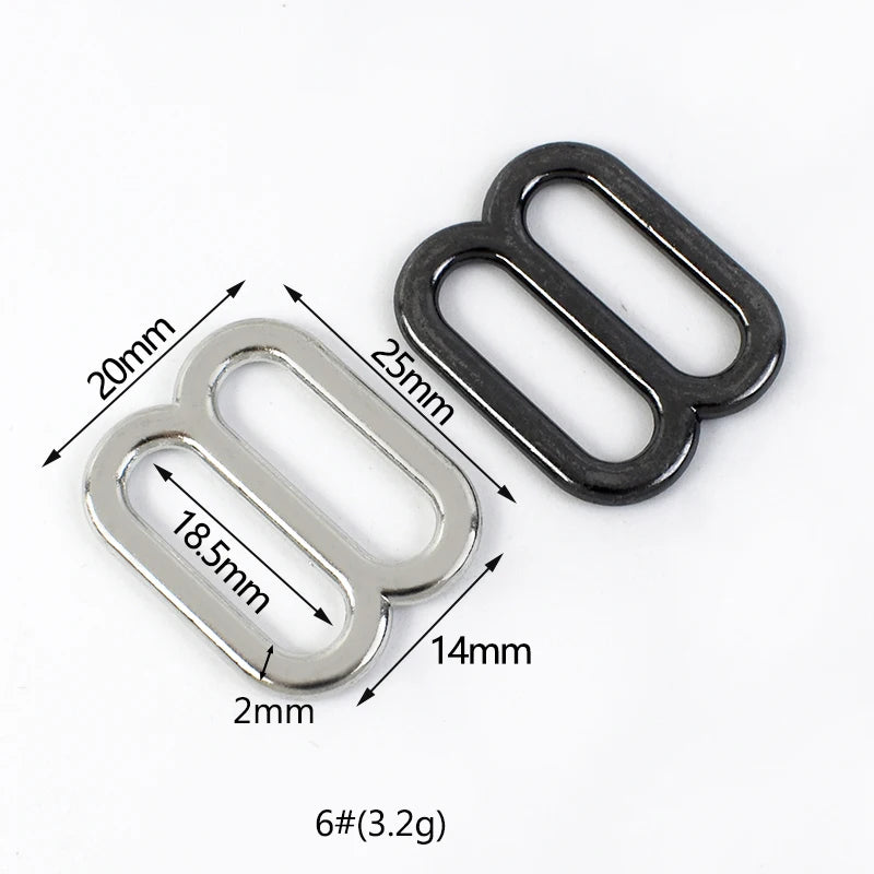 30Pcs Meetee 6-50mm Metal 8-shaped Tri-Glide Buckles Bra Rings Sliders Strap Adjust Hook Buckle Clsap DIY Bags Garment Accessory