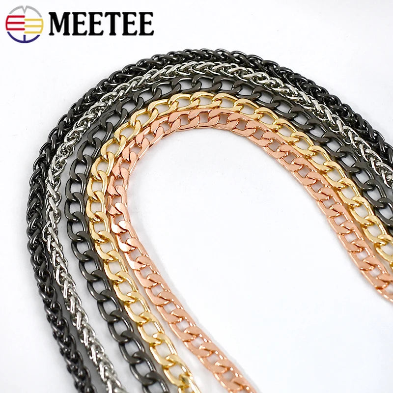 2/70Pcs Meetee 100/120cm Metal Purse Chains Bags Strap Replacement Shoulder Crossbody Bag Straps Wallet Handle DIY Handbags Hardware