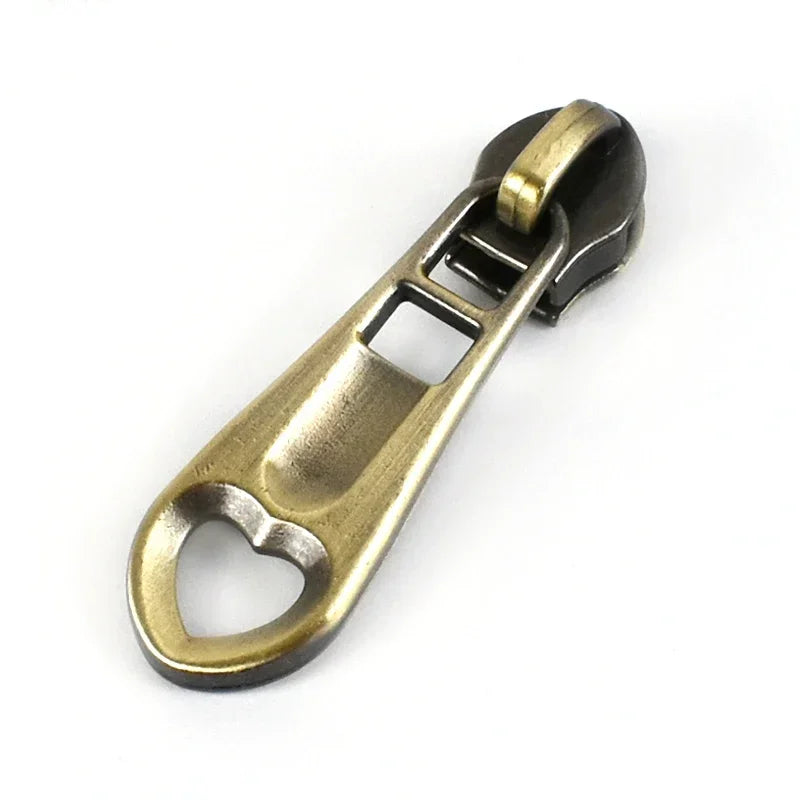 50Pcs 5# Bronze Zipper Sliders for Nylon Zippers Zip Head Puller Bag Clothes Luggage Repair Kit DIY Sewing Accessories