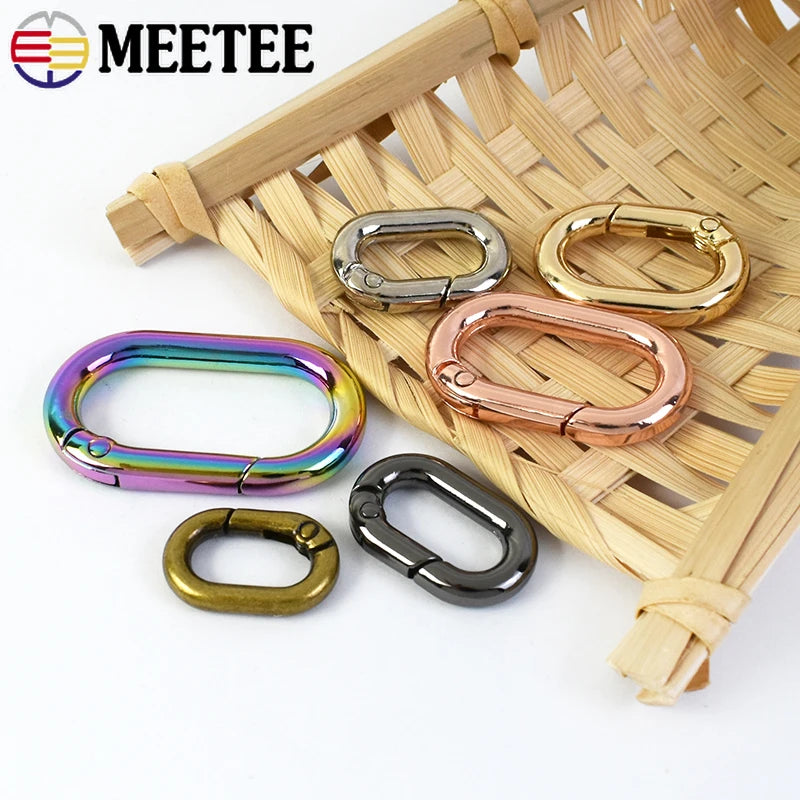 15/500Pcs Oval Spring O Ring Openable Trigger Clasp Clip Bag Strap Buckle Connect Keyring Pendant Keychain Snap Hook Carabiner