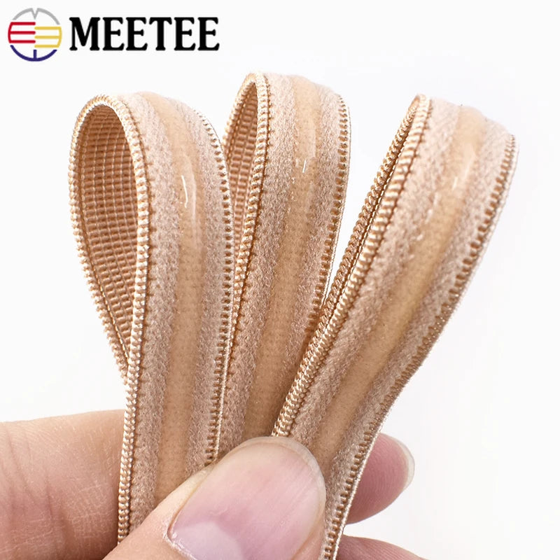 15/500M 10mm Silicone Elastic Band for Bra Non-slip Stretch Ribbon Underwear Wedding Dress Rubber Bands DIY Sewing Accessories