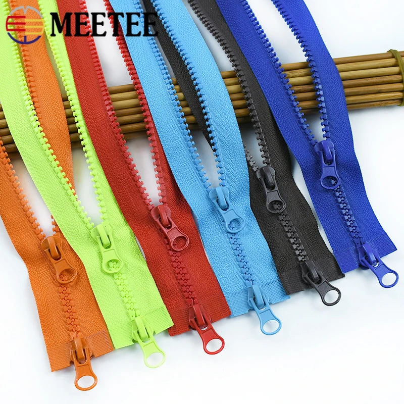 8/200Pcs 5# 80-150cm Resin Zipper Open-end Double Slider Long Zippers Down Jacket Overcoat Zipp Clothes Bags Zip Repair Sewing Accessory
