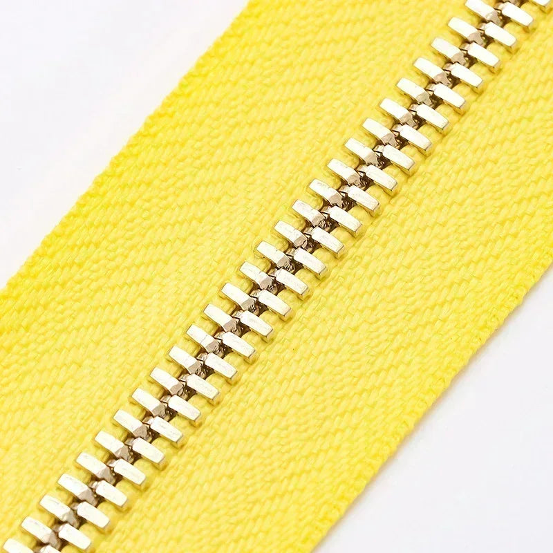 2/50Yards 5# Colorful Metal Zipper Gold/Sliver Teeth Double Pull Open-end Zips Tape Bag Garment Zip Repair Kit Sewing Accessory