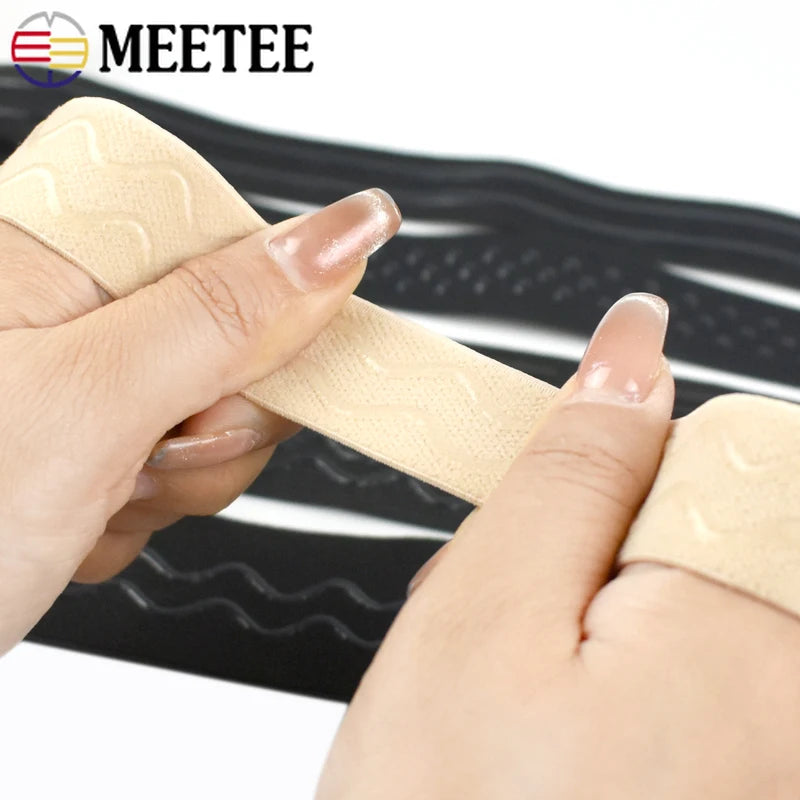 8/210M Meetee Black Silicone Elastic Bands Underwear Non-slip Rubber Tapes Waistband Belt Stretch Ribbon DIY Sewing Accessories