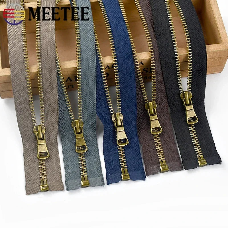 8/200Pcs 5# Copper Metal Zippers 40/50/60/70/80cm Open-End Zips Backpack Bag Jacket Clothing Decor Zipper Repair Sewing Accessory