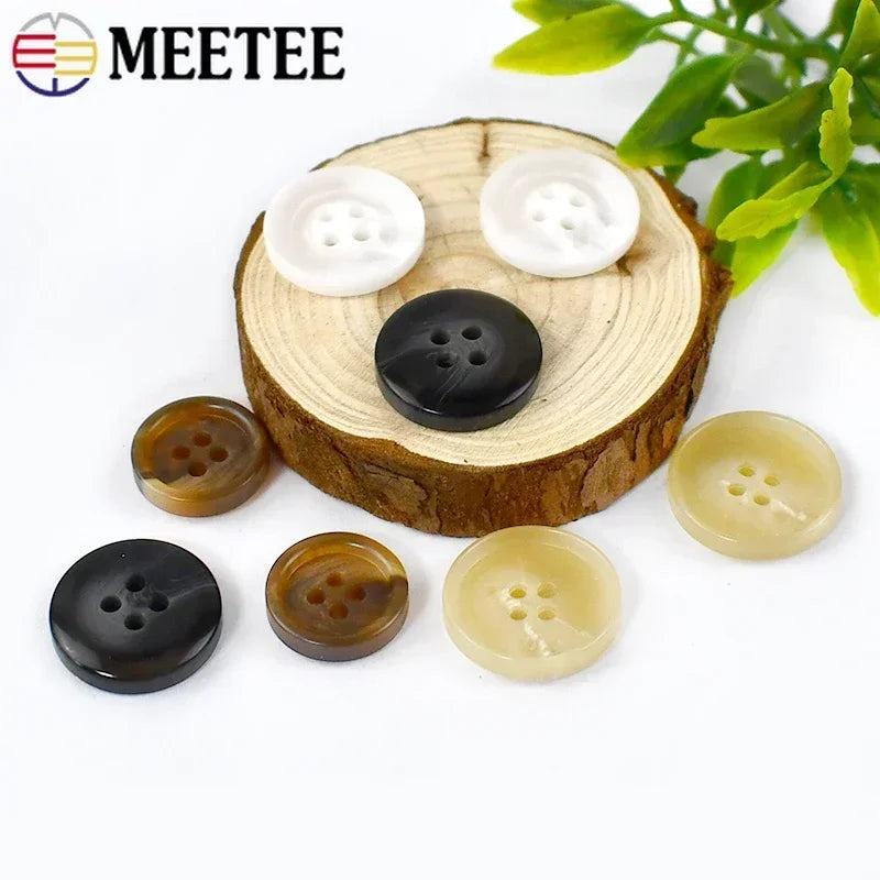 30/1000Pcs 15-25mm Resin 4 Holes Buttons Sewing Accessories for Clothing Uniform Coat Decoration Plastic Button Handmade DIY Craft