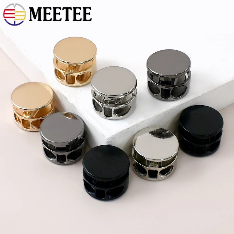 25/600Pcs Metal Cord Lock Double Hole Spring Stopper Cloth Elastic Buckles Bag Cords End Hat Rope Clasps DIY Sewing Accessories