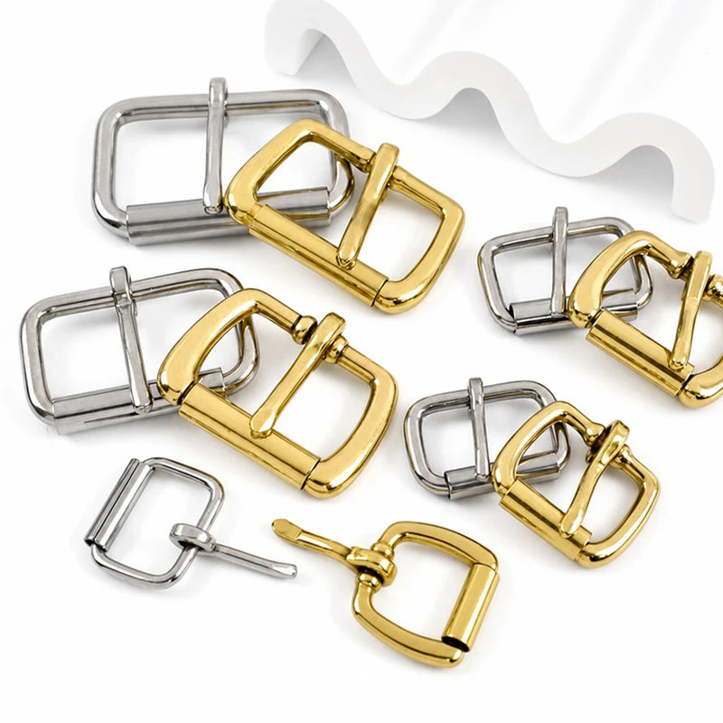 15/500Pcs 16-50mm Stainless Steel/Brass Roller Buckle Heel Bar Pin Buckles Leather Belt Adjust Clasp Bag Strap Hardware Replacement