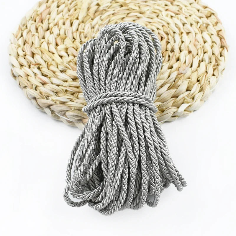25/930M 3mm Polyester Twisted Braided Cord 3 Shares Ropes for Bag Strap Curtain Decorative Gift Box Rope DIY Sewing Accessory