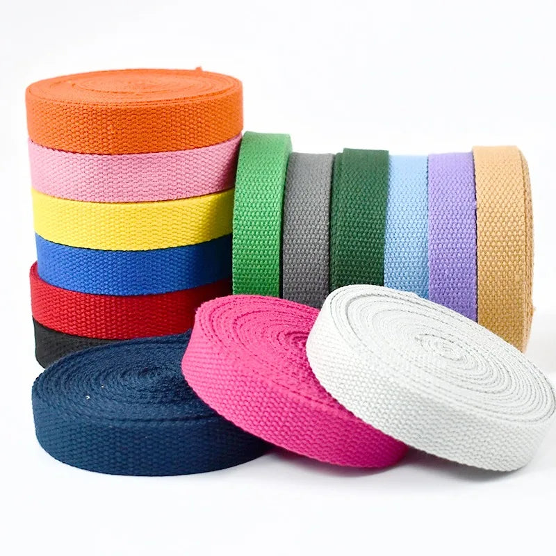 8/200Meters 20-50mm 1.3mm Thick Cotton Canvas Webbing Tape Bag Straps Backpacks Ribbons Dog Collars Clothes DIY Sewing Accessories