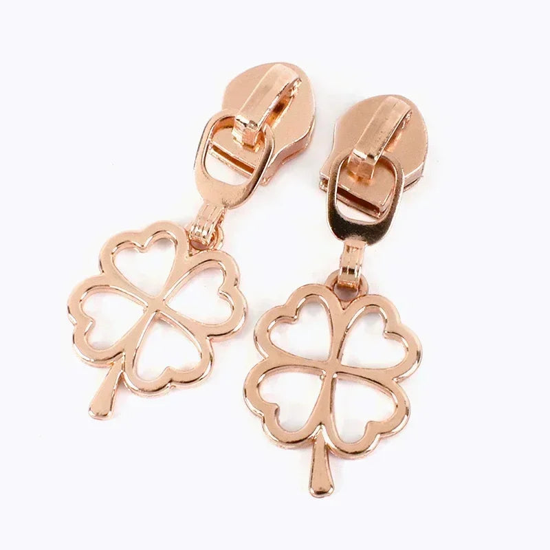 15-500Pcs 5# Rose Gold Zippers Sliders for Nylon Zip Tape Clothes Bag Sewing Zipper Replacement Puller Zips Repair Kit Accessories