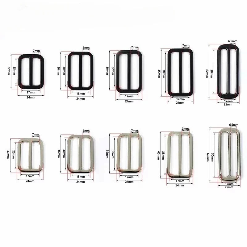Meetee 15/500Pcs 25-50mm Metal Buckles for Bag Tri Glide Ring Hook Webbing Strap Adjuster Belt Buckle DIY Hardware Accessories