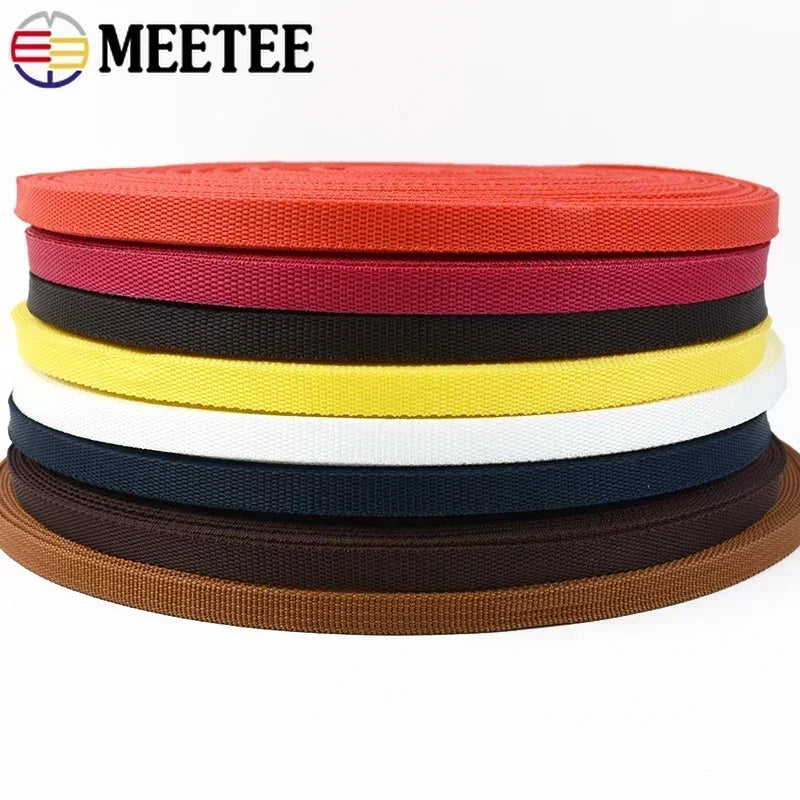 25/500Meters 3/8''inch(10mm) Polypropylene Webbing Weave Braided Belt Ribbon for Bags Dog Collar Belts Garment Sewing Accessory