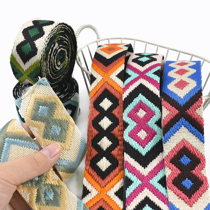 5/150Meters Nylon Webbing Band 38/50mm Jacquard Ribbon Strap 2mm Thick Handbag Garment Decorstive Webbings DIY Sewing Accessories