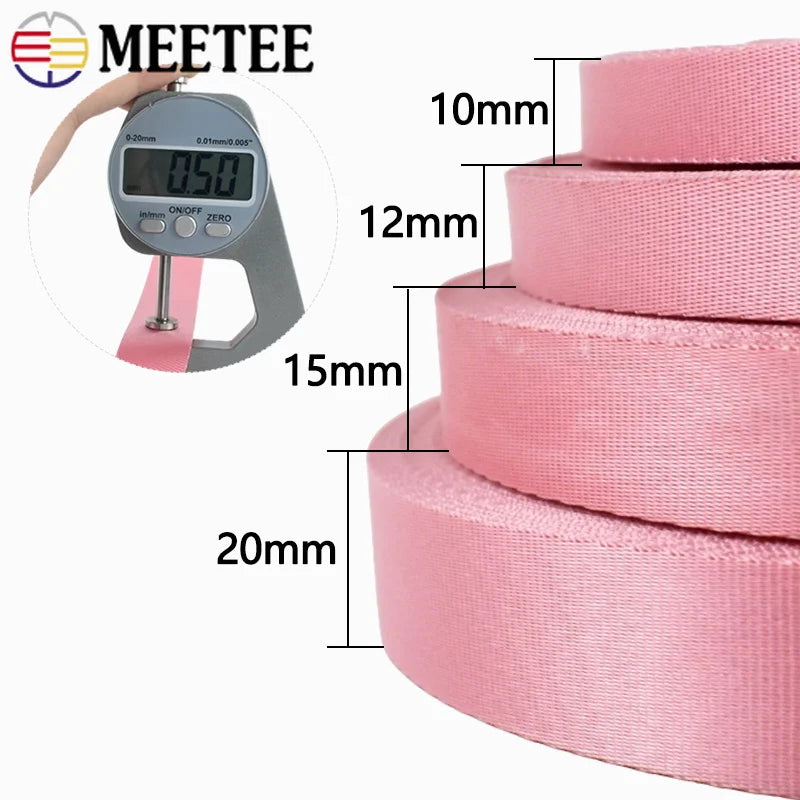 20/650Meters 10/12/15/20mm Nylon Webbing Tape 0.5mm Thick Lanyard Making Craft Decoration Ribbon Strap DIY Sewing Accessories