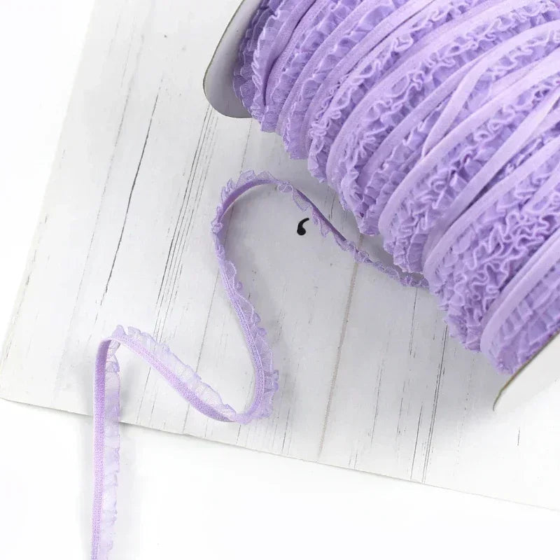 25/800Meters 6mm Elastic Band Pleated Lace Trim Stretch Ribbon for Sewing Underwear Strap Clothes Rubber Band DIY Accessories