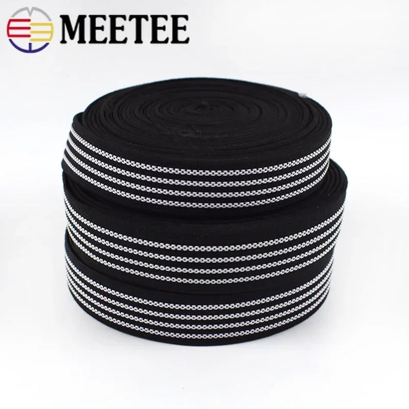 20/25mm 8/300M Anti-slip Elastic Bands White Black Rubber Material for Shoe Belts Backpack Waist Belt Sewing DIY Craft Accessory
