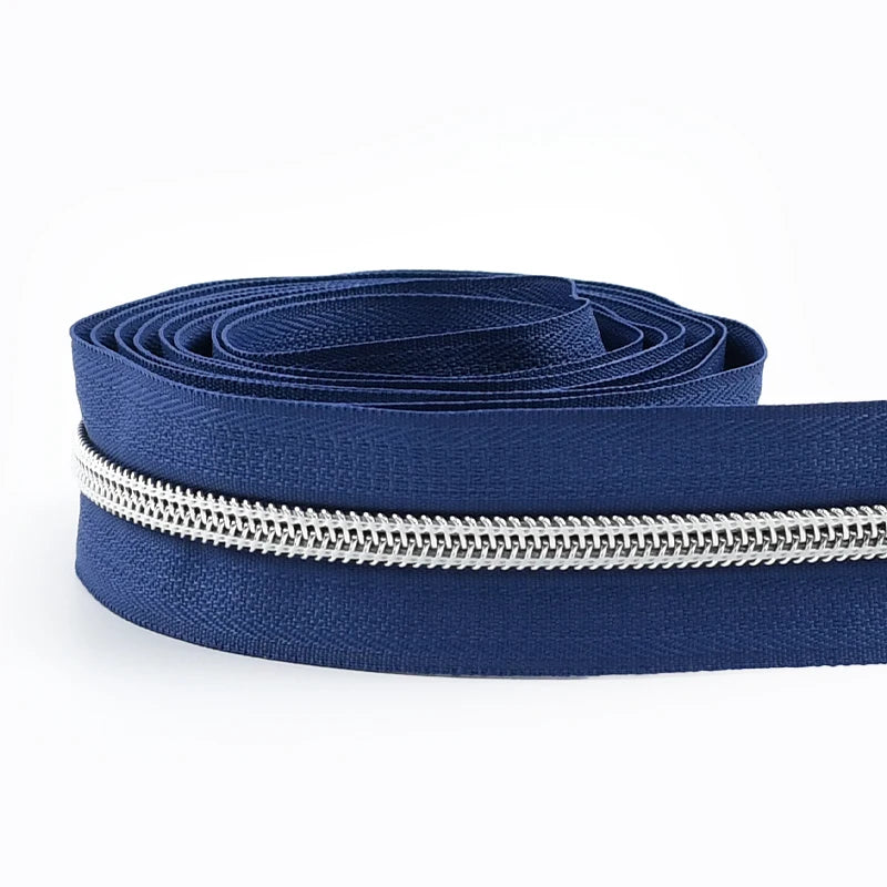 8/300M 5# Sewing Nylon Zipper Tape Silver Teeth Decor Zip Roll Jacket Bag Closure Zippers Repair Kits DIY Zips Replace Supplies