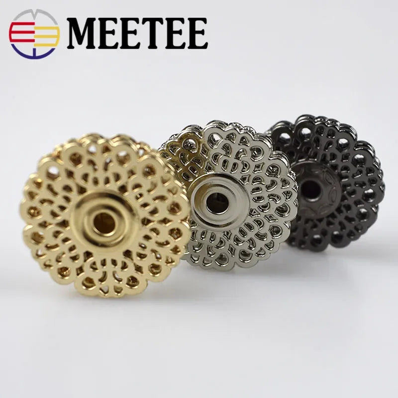 30/950Sets Meetee Round Metal Snap Buttons Invisible Coat Button Sweater Stud Fastener Buckles DIY Clothing Sewing Accessories