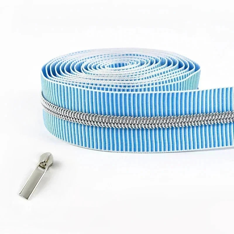 5/20Meters Meetee 5# Striped Nylon Zippers Tape for Sewing Bag Continuous Roll Coil Zip By the Meter DIY Garment Accessories