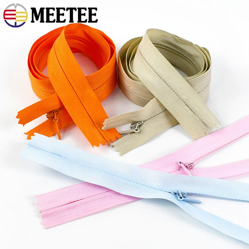 30/500Pcs 18-70cm 3# Invisible Nylon Zippers Tapes Closed End Zips for Clothings Bags Pillow Coil Zipper Handmade Sewing Accessories