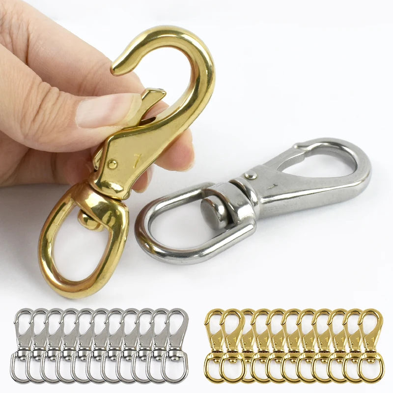 3/100Pcs 304 Stainless Steel Buckle Rotating D Ring Oval Carabiner Clip Sanp Hook Dog Collar Trigger Brass Lobster Clasp Hardware