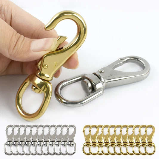 3/100Pcs 304 Stainless Steel Buckle Rotating D Ring Oval Carabiner Clip Sanp Hook Dog Collar Trigger Brass Lobster Clasp Hardware