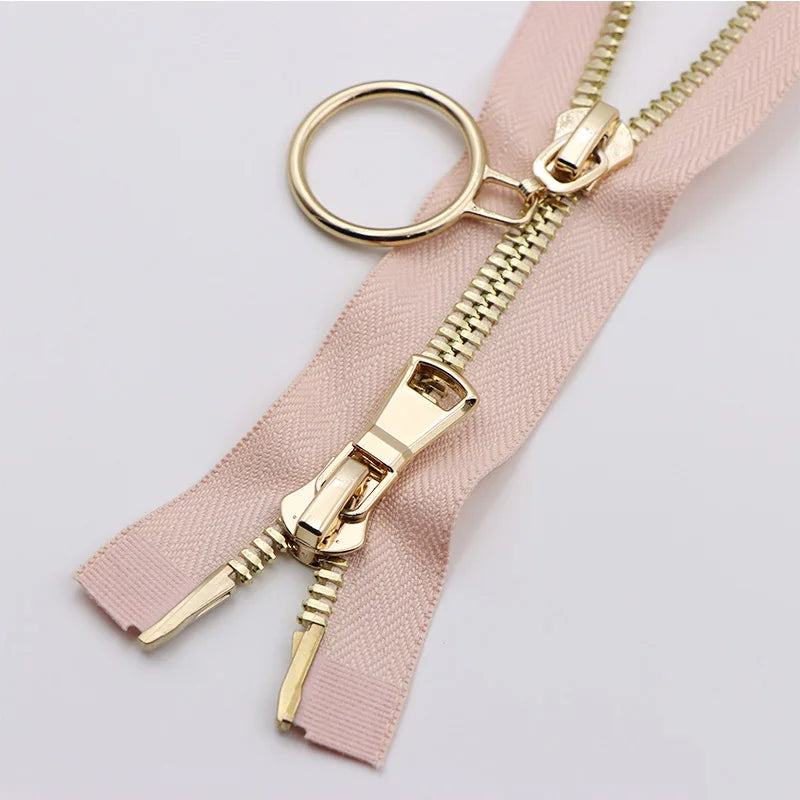 Meetee 1/20pcs 80/100/120cm 8# Double Sliders Zipper Metal Open-End Zips for Down Jacket Coat Repair Parts Zippers DIY Sewing Zip